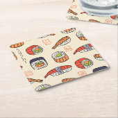 Sushi-Essen, nahtloses Muster-Design. Rechteckiger Pappuntersetzer (angewinkelt)