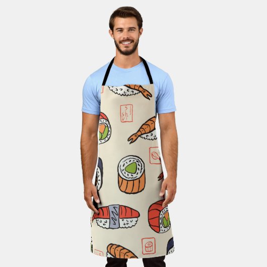 Sushi-Essen, nahtloses Muster-Design. Schürze (Getragen)