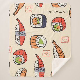 Sushi-Essen, nahtloses Muster-Design. Sherpadecke