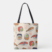 Sushi-Essen, nahtloses Muster-Design. Tasche (Rückseite)