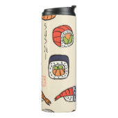 Sushi-Essen, nahtloses Muster-Design. Thermosbecher (Nach links gedreht)
