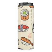 Sushi-Essen, nahtloses Muster-Design. Thermosbecher (Rückseite)