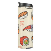 Sushi-Essen, nahtloses Muster-Design. Thermosbecher (Nach rechts gedreht)