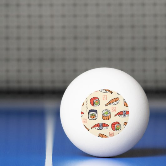 Sushi-Essen, nahtloses Muster-Design. Tischtennisball (Netto)