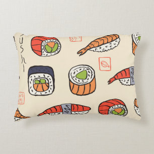 Sushi-Essen, nahtloses Musterdesign. Dekokissen