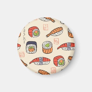 Sushi-Essen, nahtloses Musterdesign. Magnet