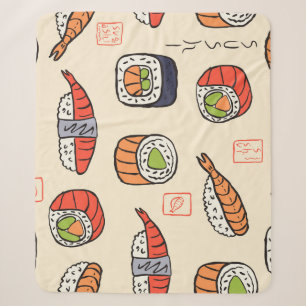 Sushi-Essen, nahtloses Musterdesign. Sherpadecke