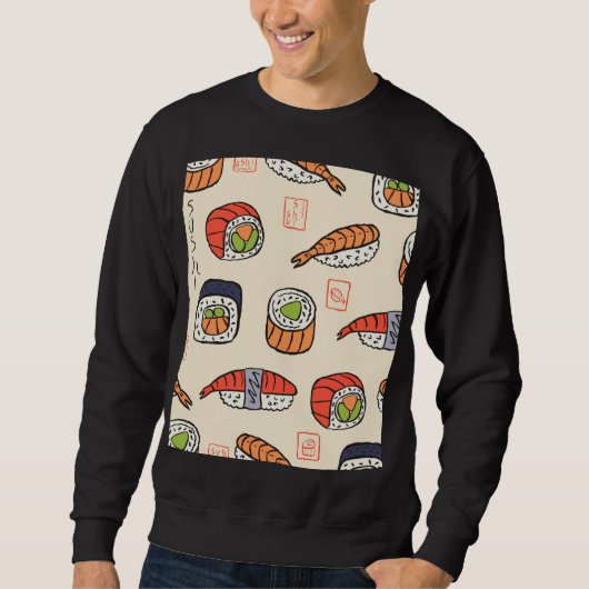 Sushi-Essen, nahtloses Musterdesign. Sweatshirt (Vorderseite)