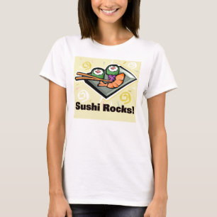 Sushi-Felsen-Kalifornien-Rollenessstäbchen-T - T-Shirt