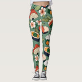 Sushi Floral Custom Muster Leggings (Vorderseite)
