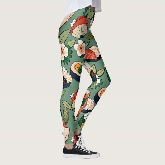 Sushi Floral Custom Muster Leggings (Rechts)