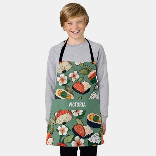 Sushi Floral Custom Muster Schürze (Getragen)