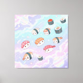 Sushi Flying in Pastel Galaxy Sky Leinwanddruck (Vorderseite)