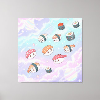Sushi Flying in Pastel Galaxy Sky Leinwanddruck
