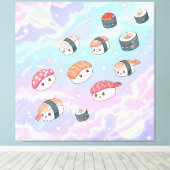 Sushi Flying in Pastel Galaxy Sky Leinwanddruck (Insitu (Holzboden))