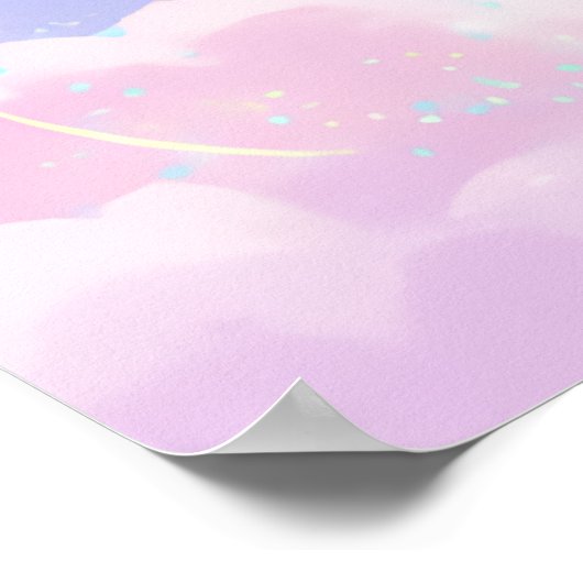Sushi Flying in Pastel Galaxy Sky Poster (Ecke)