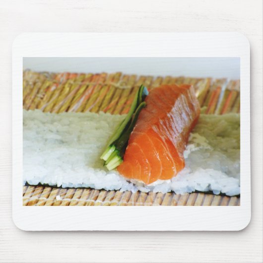 Sushi Food Health Rice Sesame Lachs Fisch essen Mousepad (Vorne)