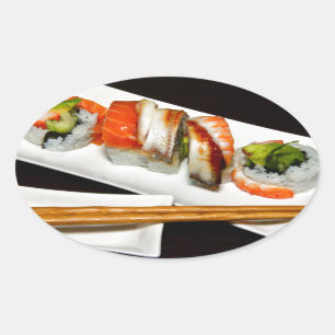 Sushi Food Restaurant essen exotisches Essen Fast Ovaler Aufkleber