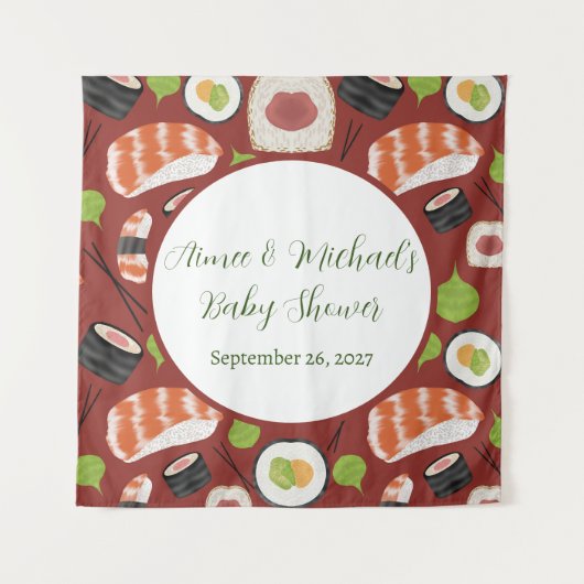 Sushi Gender Neutral Baby Shower Wandteppich (Vorderseite)