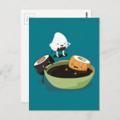 Sushi genießt Badzeit lustig Postkarte (Vorne/Hinten)