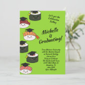 Sushi Graduation Party Einladung (Stehend Vorderseite)