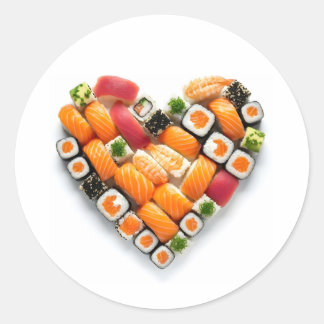 Sushi-Herz Runder Aufkleber
