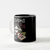 Sushi Hug in Hand Zweifarbige Tasse (Vorderseite Links)