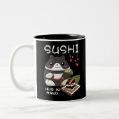 Sushi Hug in Hand Zweifarbige Tasse (Links)
