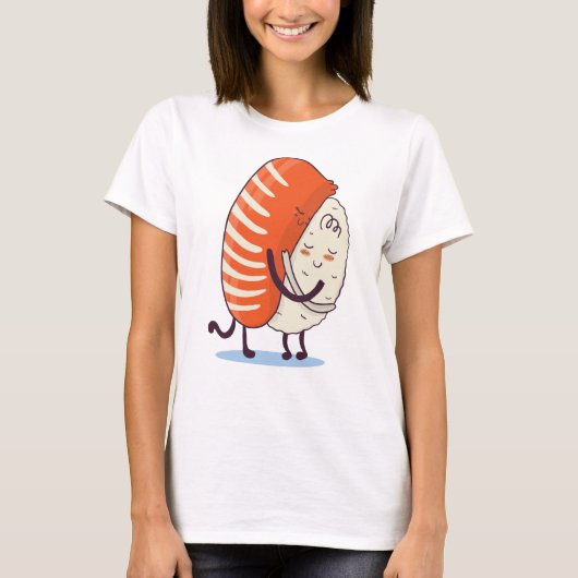 Sushi Hug Niedlich Kawaii Japanisch T-Shirt (Vorderseite)