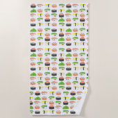 Sushi Illustration Kawaii Stil niedlich und lustig Strandtuch (Vorderseite)