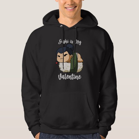 Sushi is My Valentine Sumo Wrestler Valentine's Da Hoodie (Vorderseite)