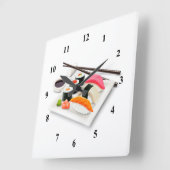 Sushi Japanese cartoon food Quadratische Wanduhr (Winkel)