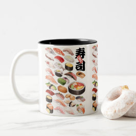 Sushi japanische Hand gezeichnete Illustration Pos Zweifarbige Tasse