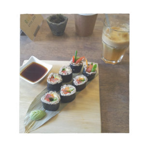 Sushi japanische Küche Leckeres Restaurant Mittage Notizblock