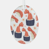 Sushi japanische Küche Nahtloses Muster Ornament Aus Glas (Vorderseite links)