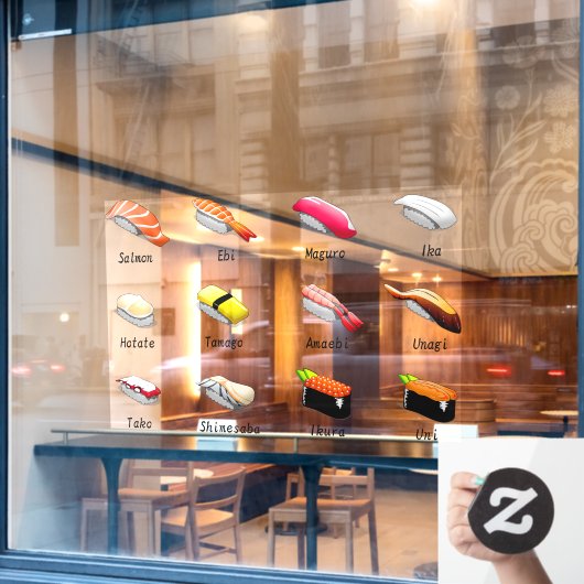 Sushi japanische Lebensmittel japanische Fisch Jap Fensteraufkleber (Café-Fenster)