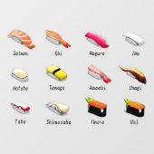 Sushi japanische Lebensmittel japanische Fisch Jap Fensteraufkleber (Blatt)