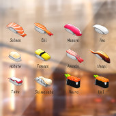 Sushi japanische Lebensmittel japanische Fisch Jap Fensteraufkleber (Blatt 2)