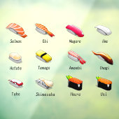 Sushi japanische Lebensmittel japanische Fisch Jap Fensteraufkleber (Blatt 3)