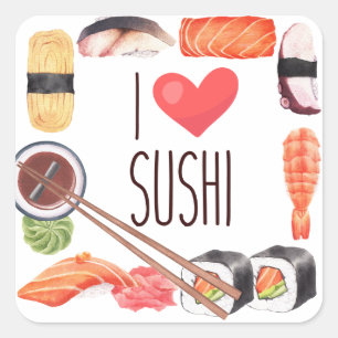Sushi japanisches Essen Quadratischer Aufkleber
