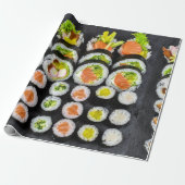 Sushi japanisches Lebensmittelmuster Geschenkpapier (Ungerollt)