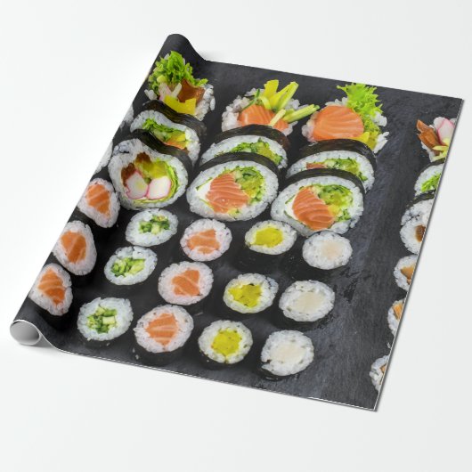Sushi japanisches Lebensmittelmuster Geschenkpapier (Ungerollt)
