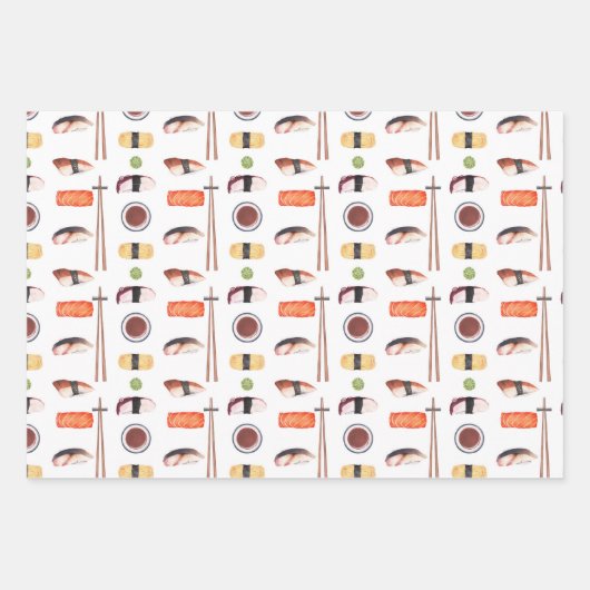 Sushi japanisches Lebensmittelmuster Geschenkpapier Set (Vorderseite 3)