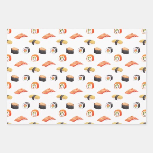 Sushi japanisches Lebensmittelmuster Geschenkpapier Set (Vorderseite)