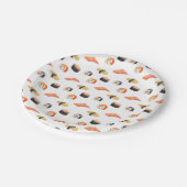 Sushi japanisches Lebensmittelmuster Pappteller (Schrägansicht)