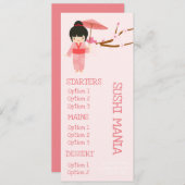 Sushi Japanisches Restaurant niedliches Abendmenü Menükarte (Vorne/Hinten)