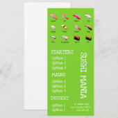 Sushi Japanisches Restaurant Wasabi Abendmenü Menükarte (Vorne/Hinten)