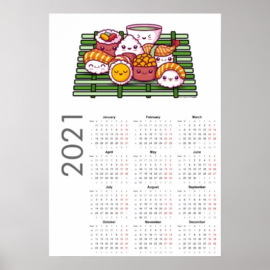 Sushi-Kalender 2021-Poster Poster (Vorne)