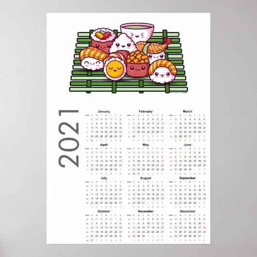 Sushi-Kalender 2021-Poster Poster (Vorne)
