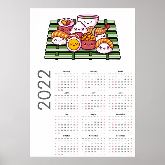 Sushi-Kalender 2022-Poster Poster (Vorne)